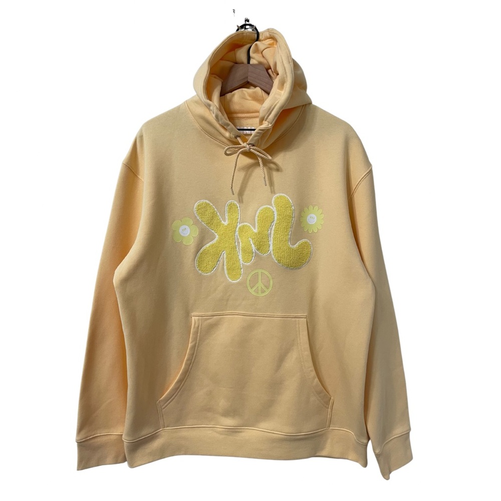 KNJ Floral Peace Print Orange Yellow Hoodie Size XL